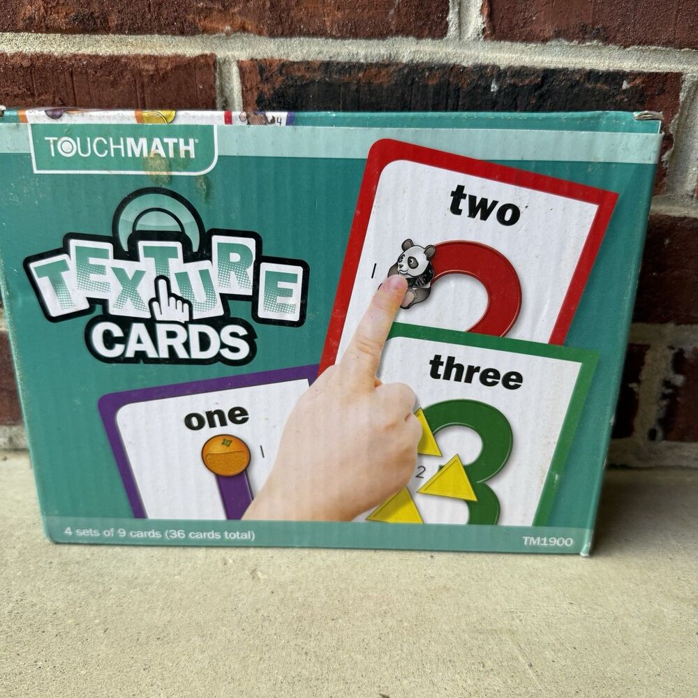 TouchMath Texture Cards Sensory Tactile Counting Set 36pc Animals Fruit Shapes